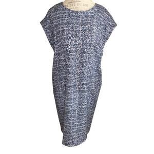 Dalia Cap Sleeve Shift Dress In Blue Abstract Print Women's Size 8